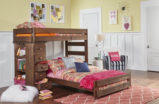 Chestnut Loft/Bookcase Twin-Full Bunkbed